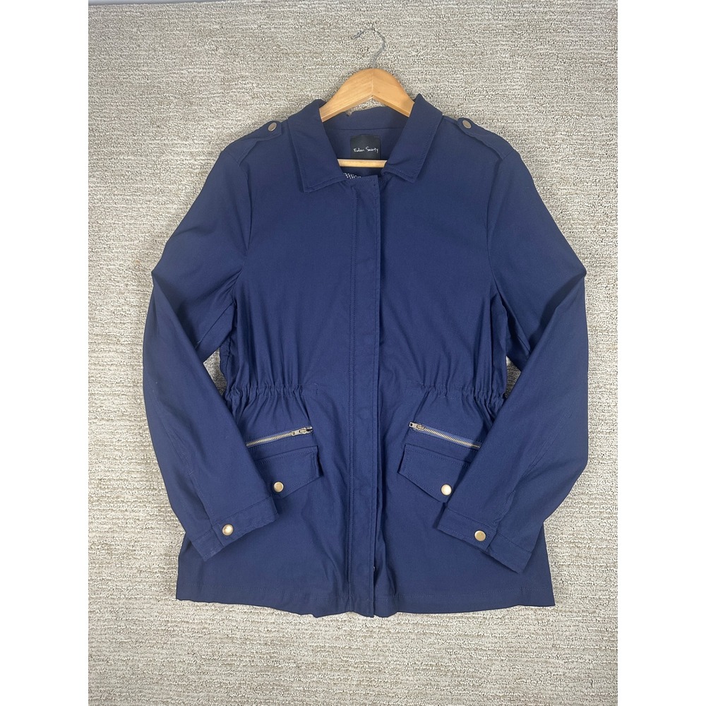 Eden Society Navy Blue Utility Field Jacket Womens XL Cinched Waist EJ16007